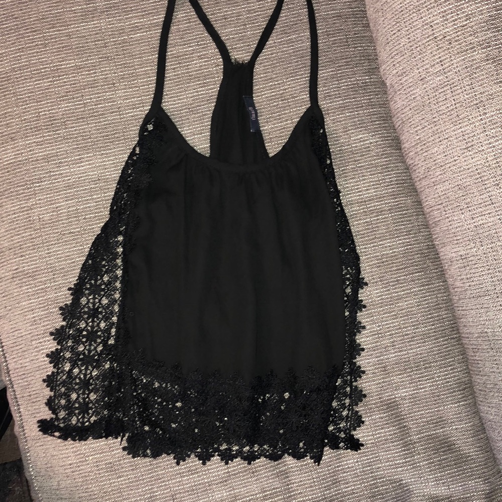 Black summer lace tank cut on sides